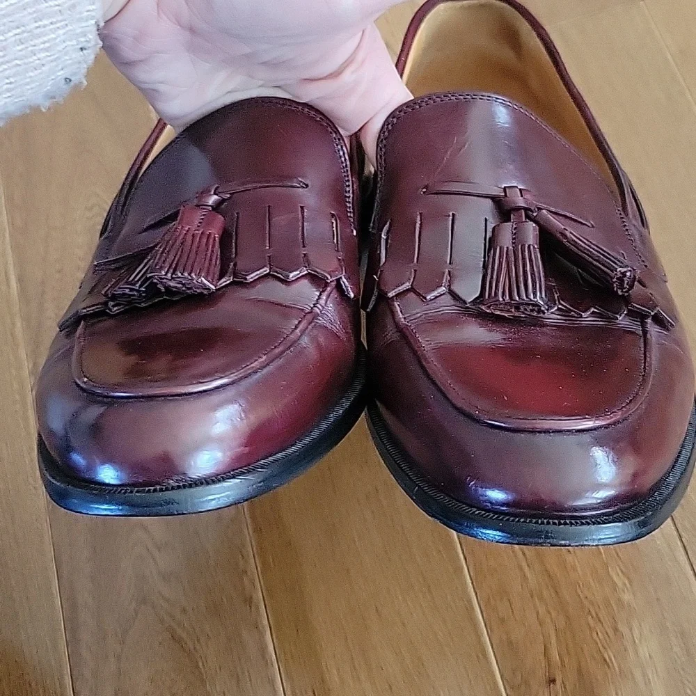 Johnston and Murphy Cellini Italian‎ Leather Tassel Loafers Reddish Brown 10.5